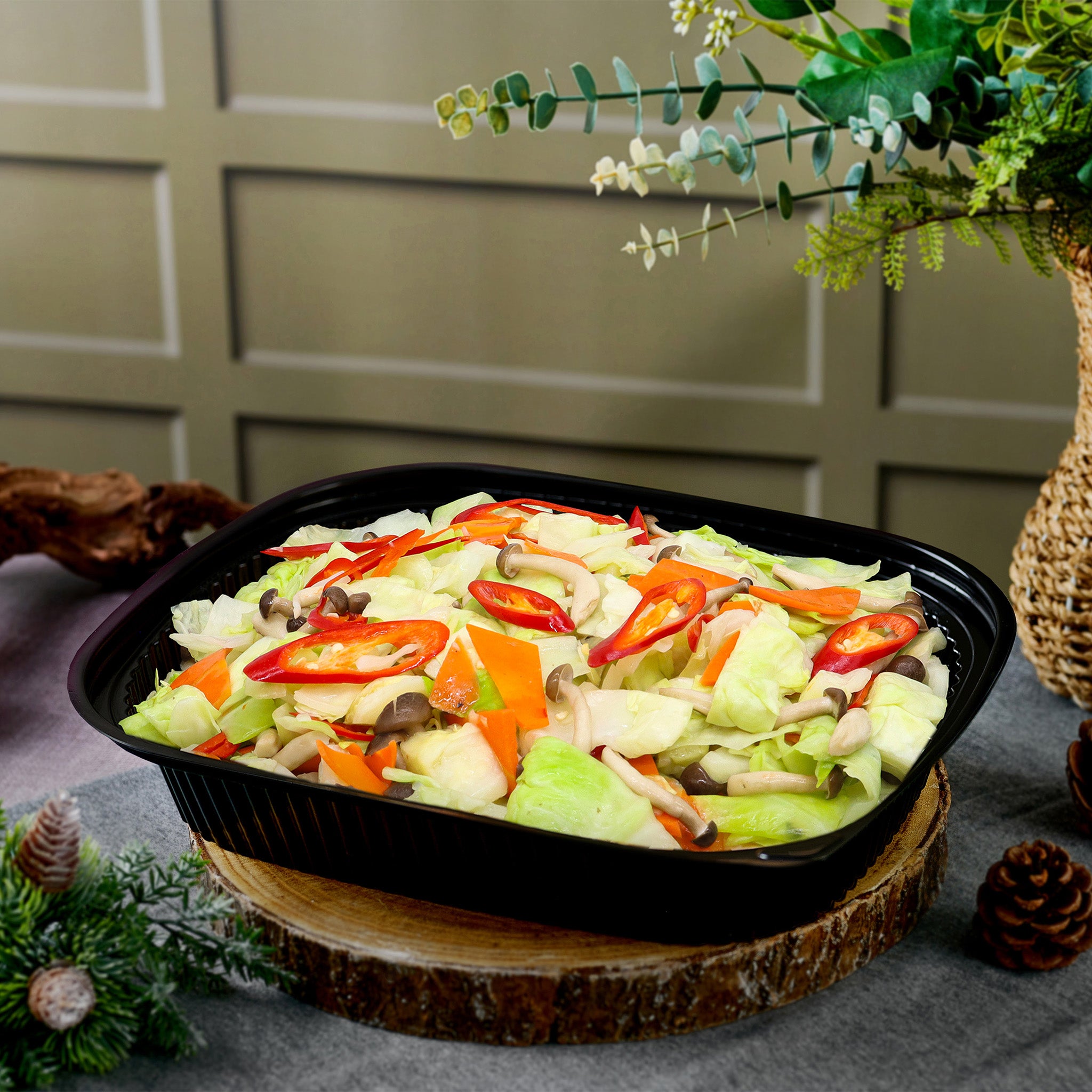 Stir Fried Cabbage with Shimeiji Mushroom